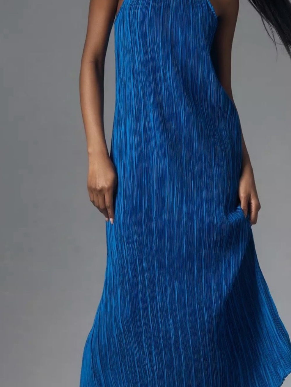 Anthropologie Royal Blue Pleated Maxi Skirt